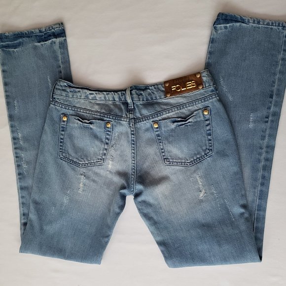 BLUMARINE BLUGIRL FOLLIES Distressed Designer Denim Jeans Sz 30 Light Blue New - Picture 13 of 15